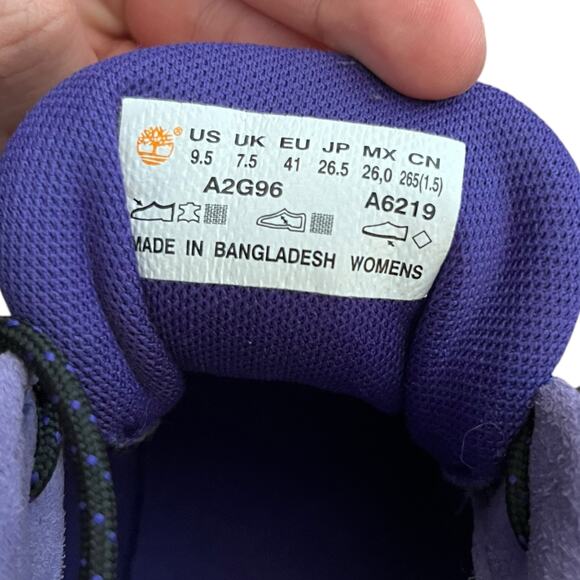 Timberland Euro Swift Low Top Hiking Boot Hiker Trail Shoes Black Purple 9.5 - Picture 2 of 13